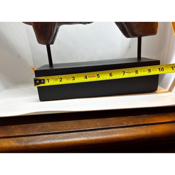 Vintage-Style Wooden Horse Figurine, Hand-Carved, Mounted On A Black Base - Picture 8 of 10